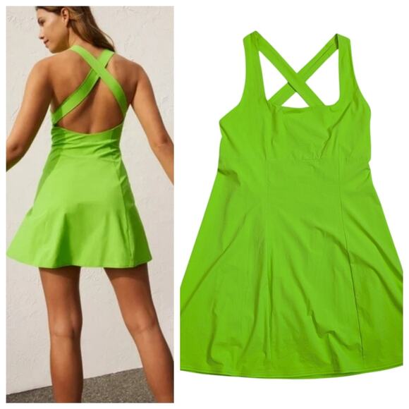 NEW Outdoor Voices Cross Back Exercise Skort Dress XL Grasshopper Neon Green - Picture 1 of 8